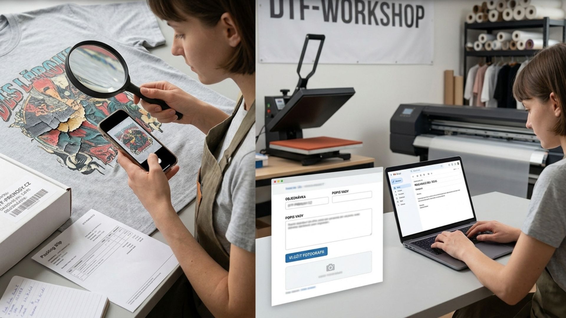 Jak reklamovat vadný DTF transfer u dodavatele